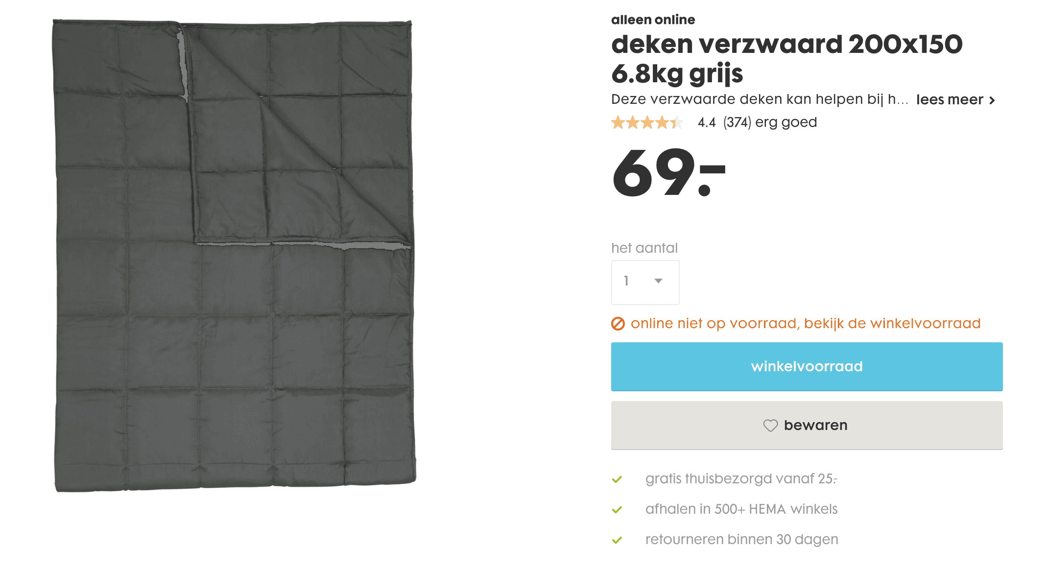 hema-verzwaringsdeken