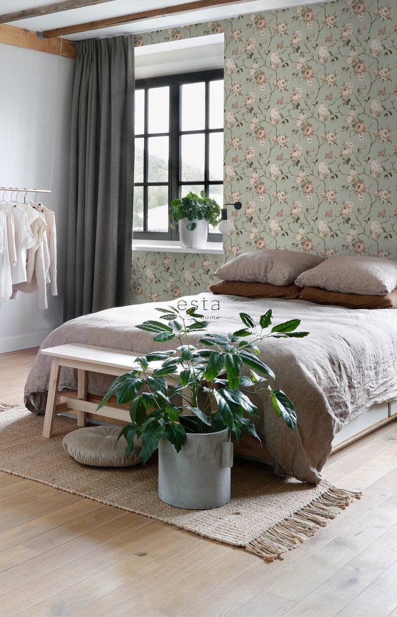 behang-bloemen-slaapkamer