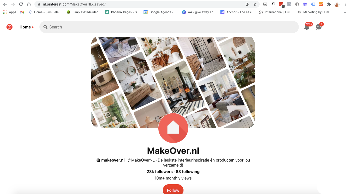 Makeover.nl pinterest account
