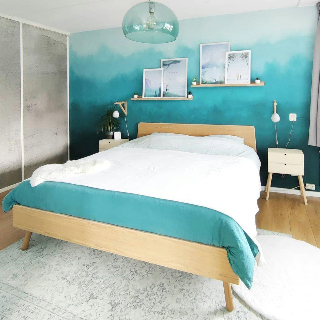 aquarel-slaapkamer-blauw